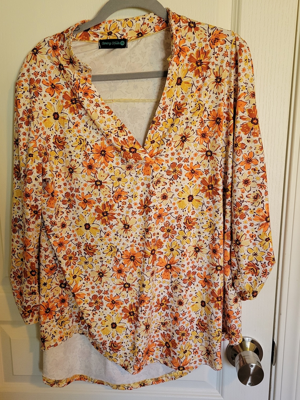 Sunny Days Floral V-Neck Tunic - Orange & Yellow